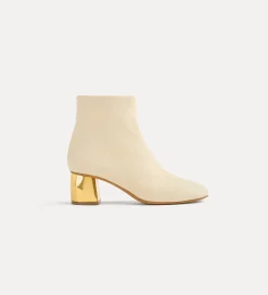 forte_forte ankle boots with gold–tone heel ivory^ Shoes