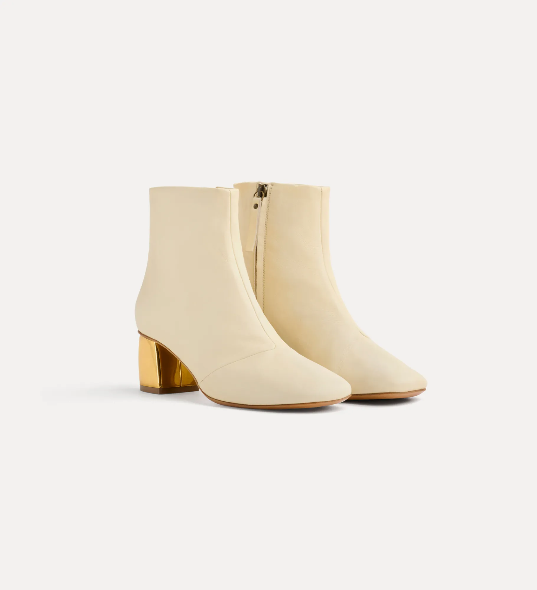 forte_forte ankle boots with gold–tone heel ivory^ Shoes