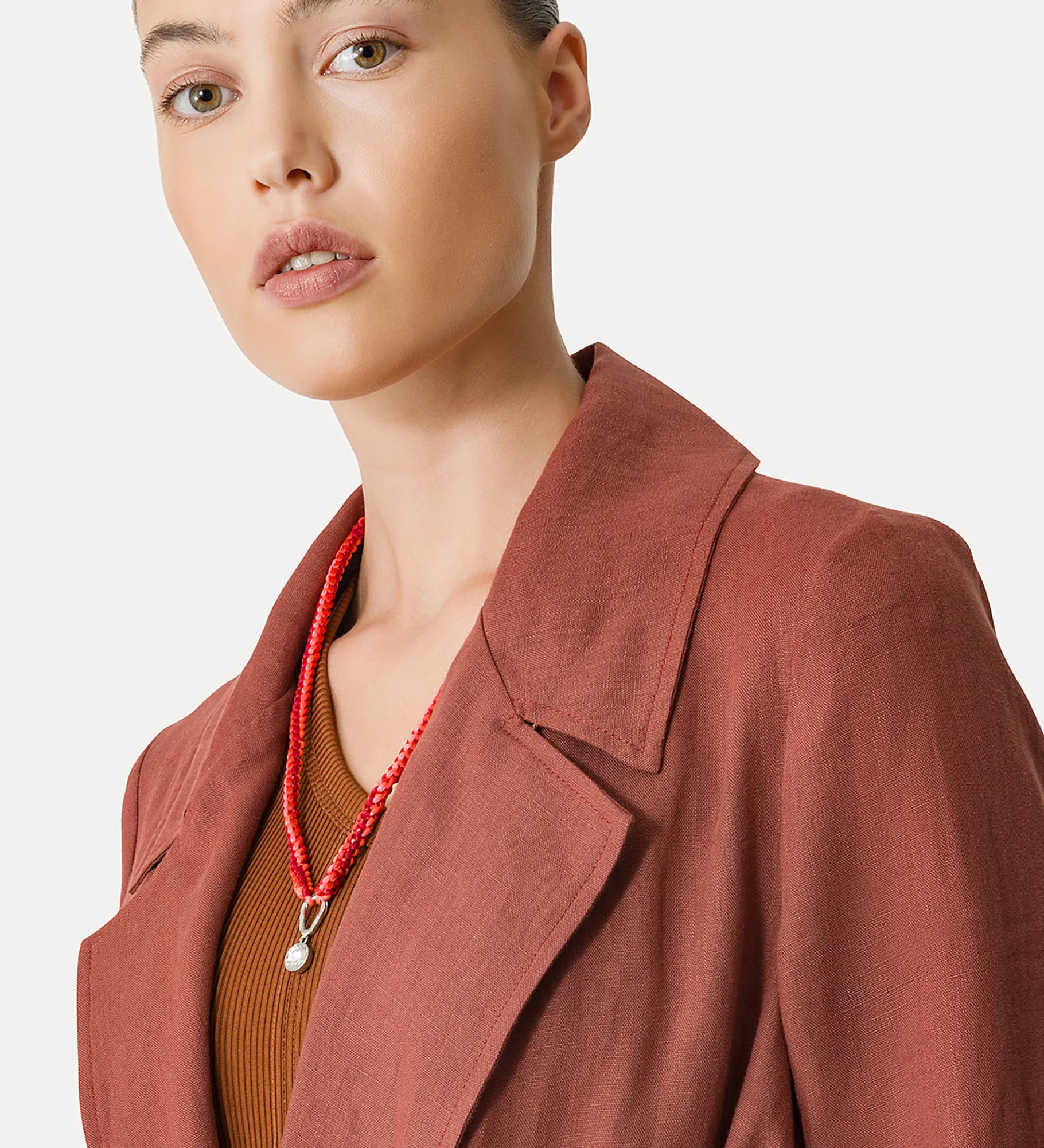 forte_forte belted coat in linen canvas cacao^ Coats