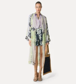 forte_forte bermuda shorts in satin for women with “the secret lily” print oltremare^ Pants