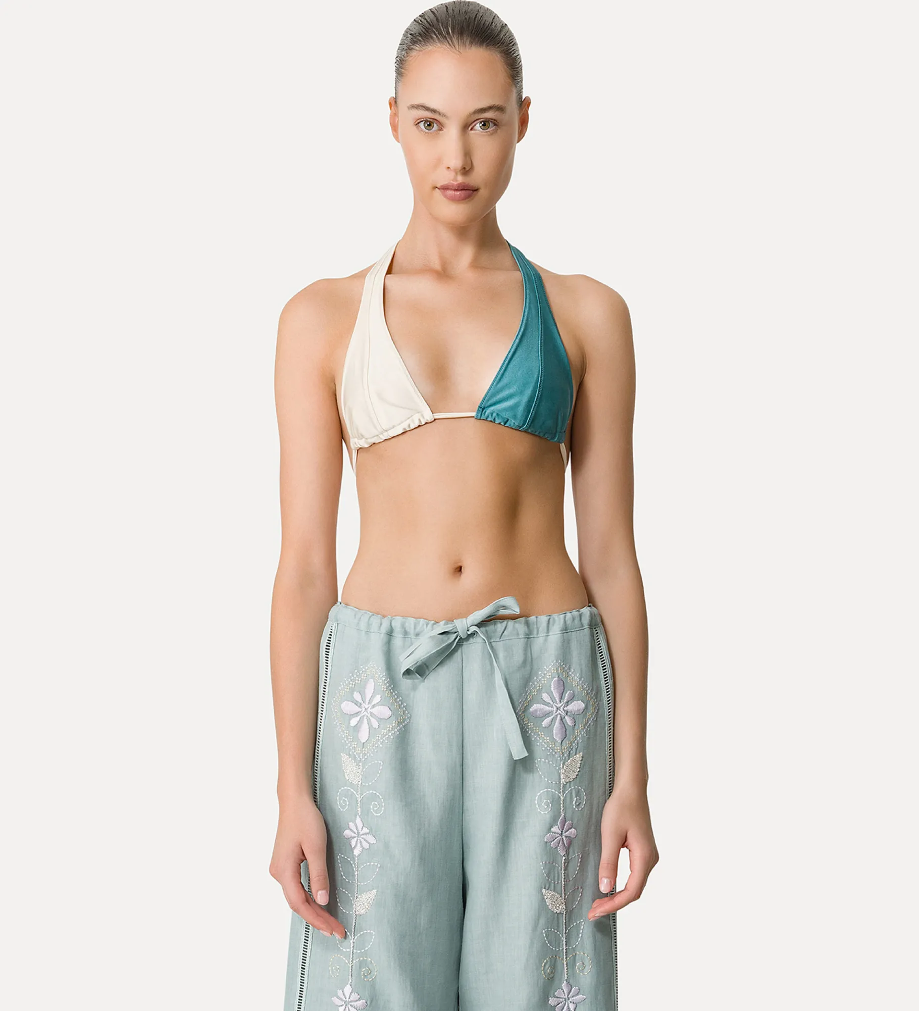forte_forte bikini top in colour–block jersey acqua^ Beachwear And Lingerie