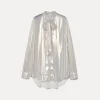 forte_forte blouse with bow in laminated georgette light gold^ Shirts