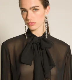 forte_forte blouse with bow in silk georgette nero^ Shirts