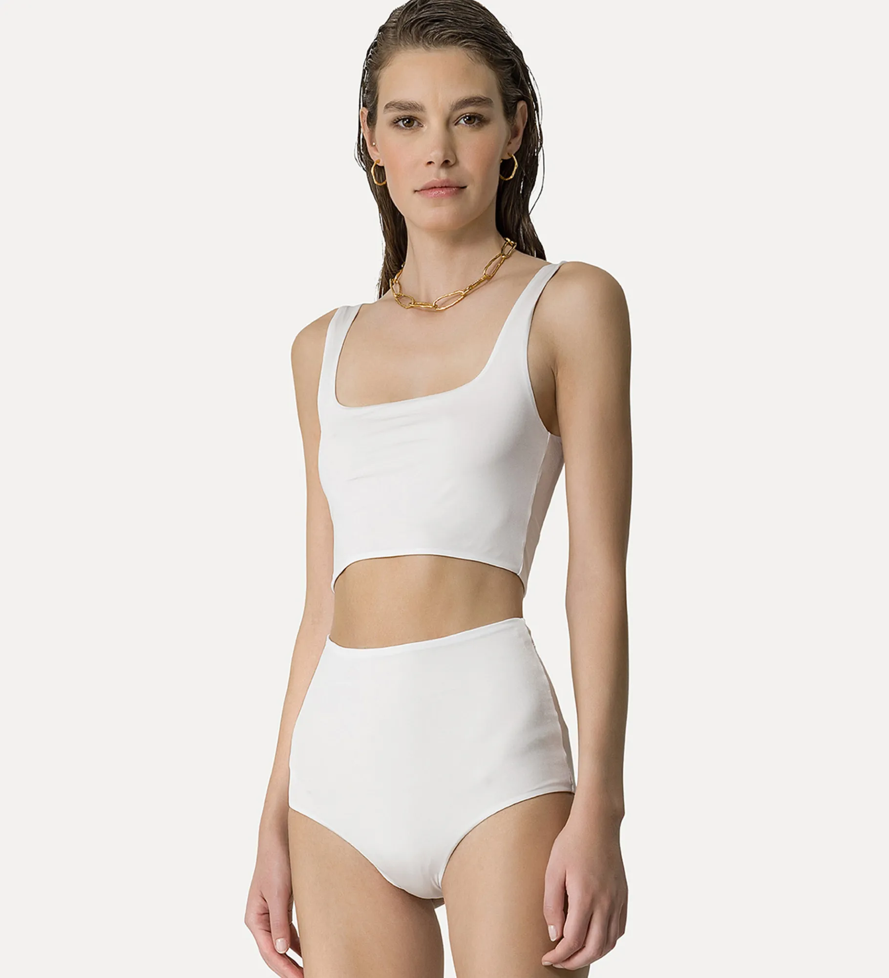 forte_forte bralette in shiny jersey bianco^ Beachwear And Lingerie | Tops