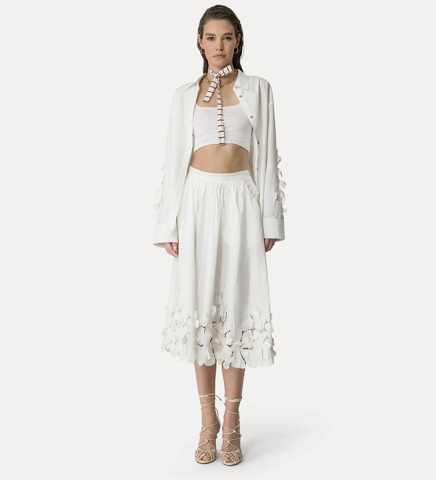 forte_forte bralette in shiny jersey bianco^ Beachwear And Lingerie | Tops