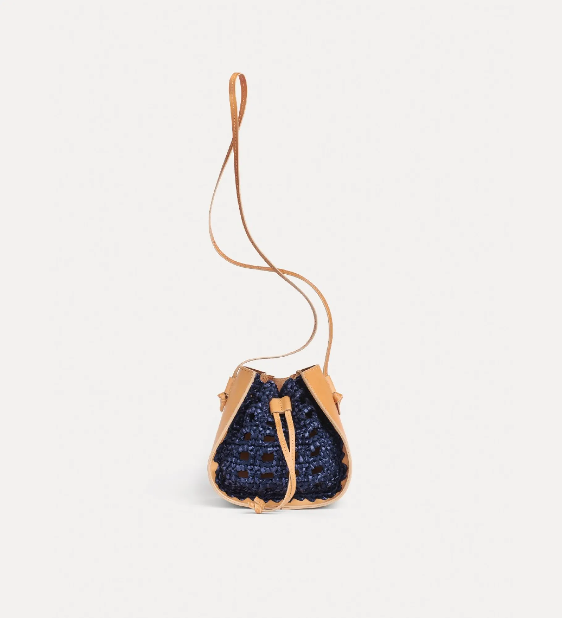 forte_forte bucket bag in leather and crochetwork nuit^ Bags And Belts