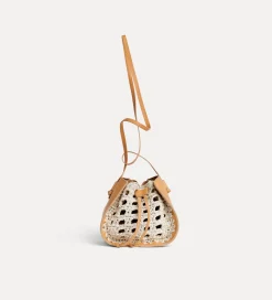 forte_forte bucket bag in leather and crochetwork naturale^ Bags And Belts