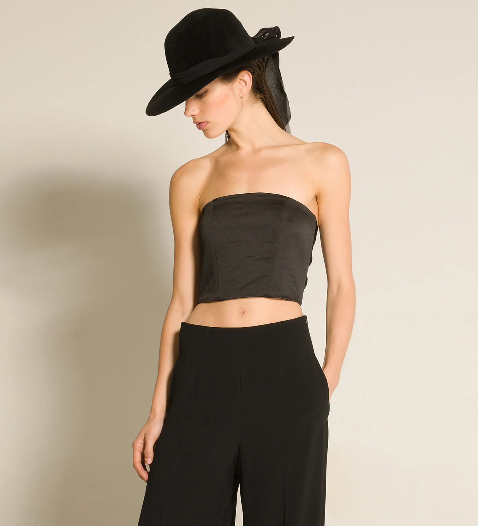forte_forte bustier with sash in contemporary duchesse nero^ Tops