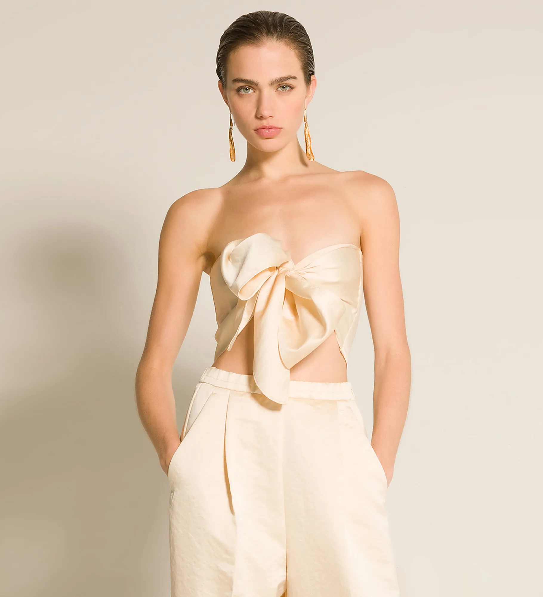 forte_forte bustier with sash in contemporary duchesse avorio^ Tops