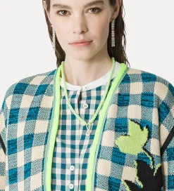 forte_forte checked jacket peacock^ Knitwear