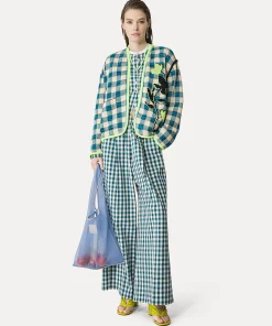 forte_forte checked jacket peacock^ Knitwear