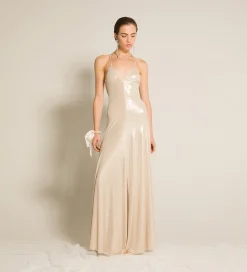 forte_forte chic dress in laminated jersey silver^ Dresses