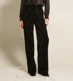 forte_forte chic velvet trousers with glitter polka dots nero^ Pants