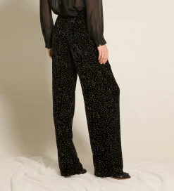 forte_forte chic velvet trousers with glitter polka dots nero^ Pants