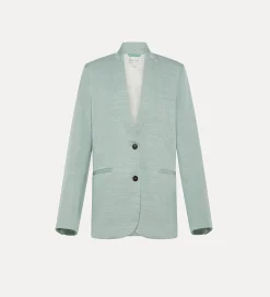 forte_forte collarless jacket in a light–blue linen blend breeze^ Jackets
