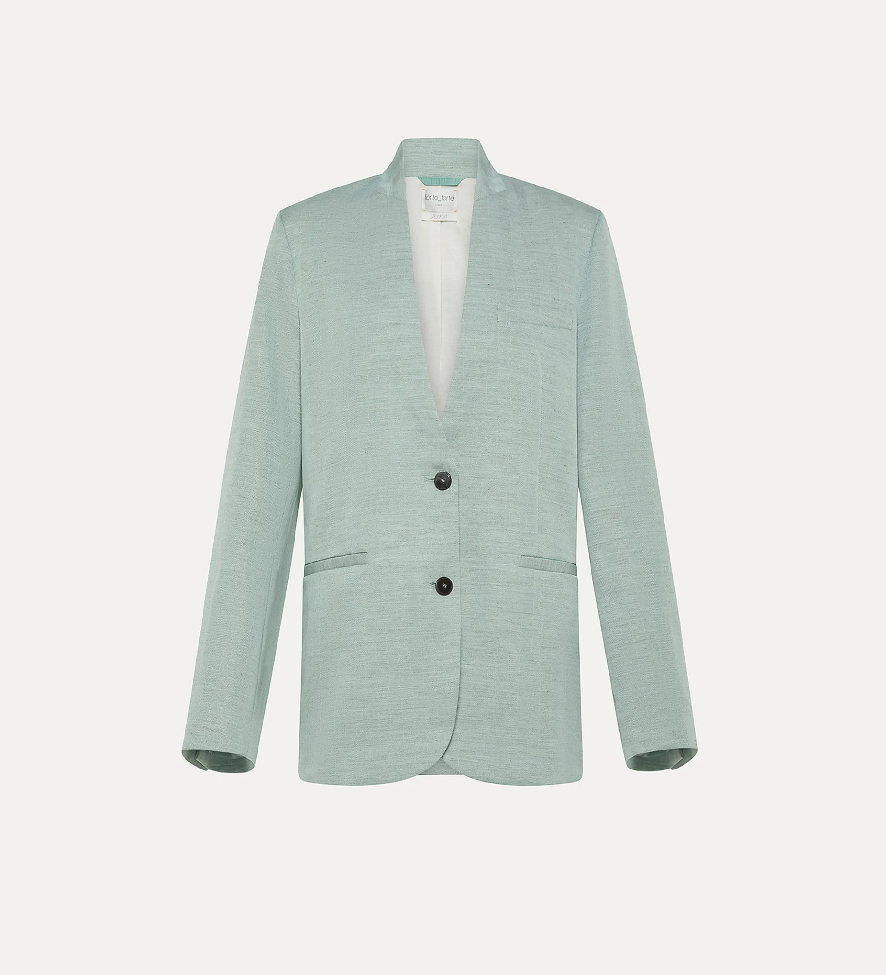 forte_forte collarless jacket in a light–blue linen blend breeze^ Jackets
