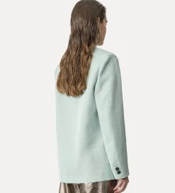 forte_forte collarless jacket in a light–blue linen blend breeze^ Jackets
