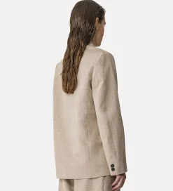 forte_forte collarless jacket in a linen blend dune^ Jackets