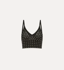 forte_forte cotton bralette with crystal embellishment noir^ Knitwear | Tops