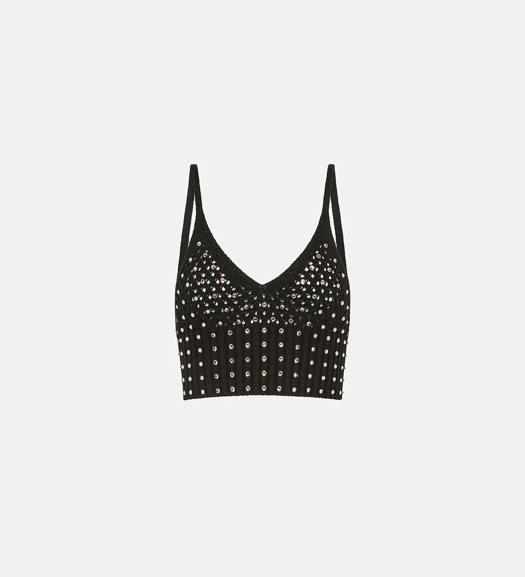 forte_forte cotton bralette with crystal embellishment noir^ Knitwear | Tops