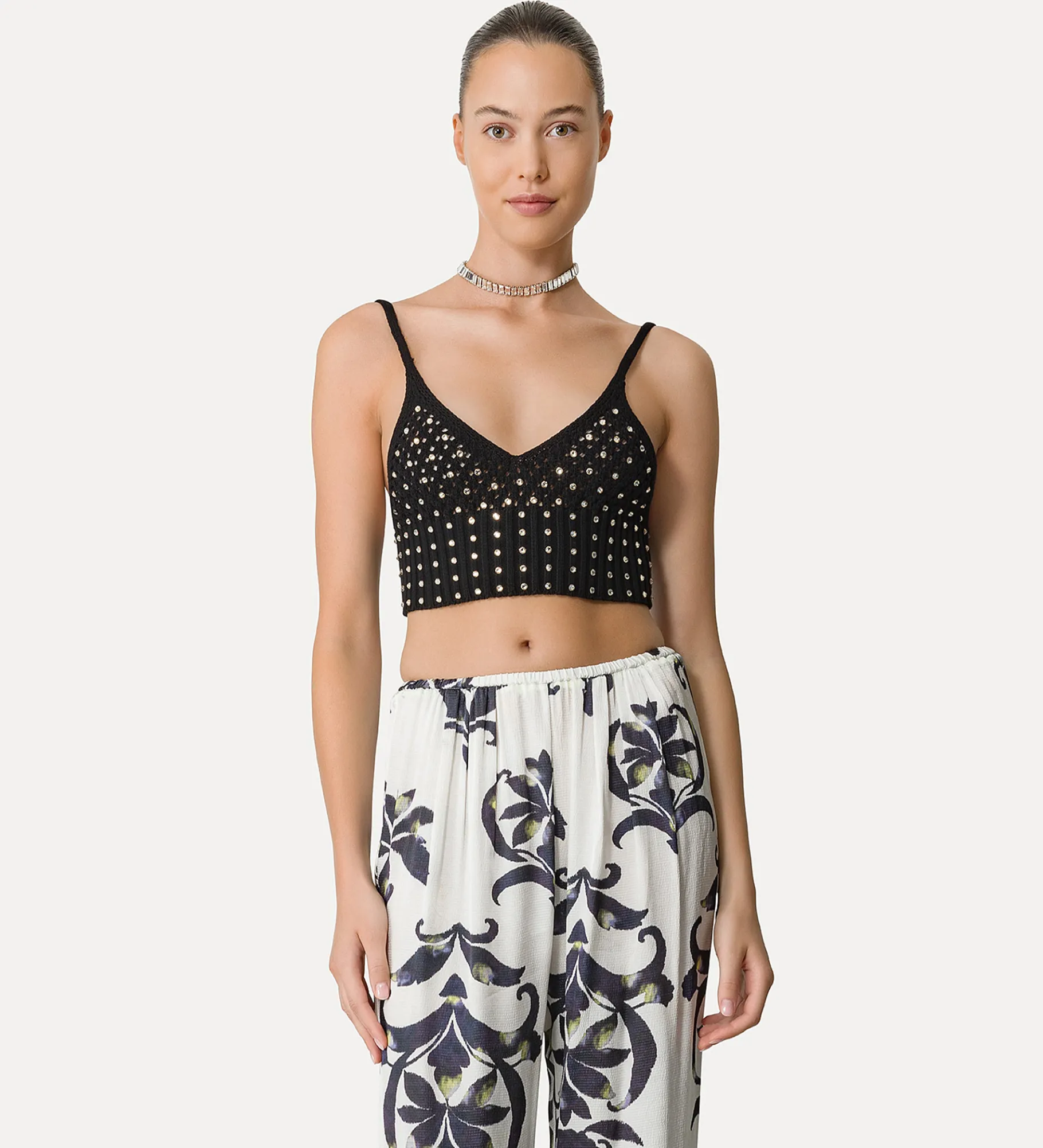 forte_forte cotton bralette with crystal embellishment noir^ Knitwear | Tops