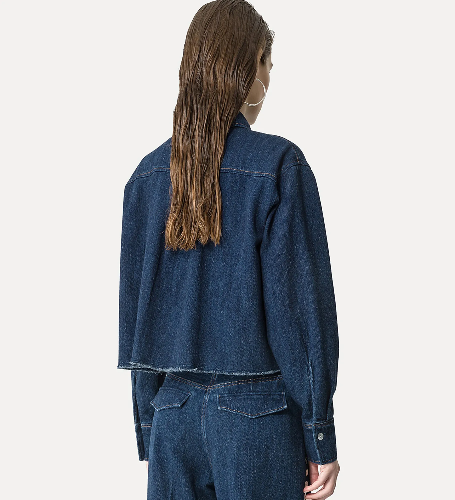 forte_forte cropped denim shirt indigo^ Shirts