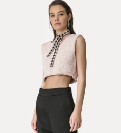 forte_forte cropped vest oyster^ Knitwear