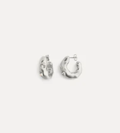 forte_forte dangling silver–tone earrings with diamanté detailing argento^ Jewels