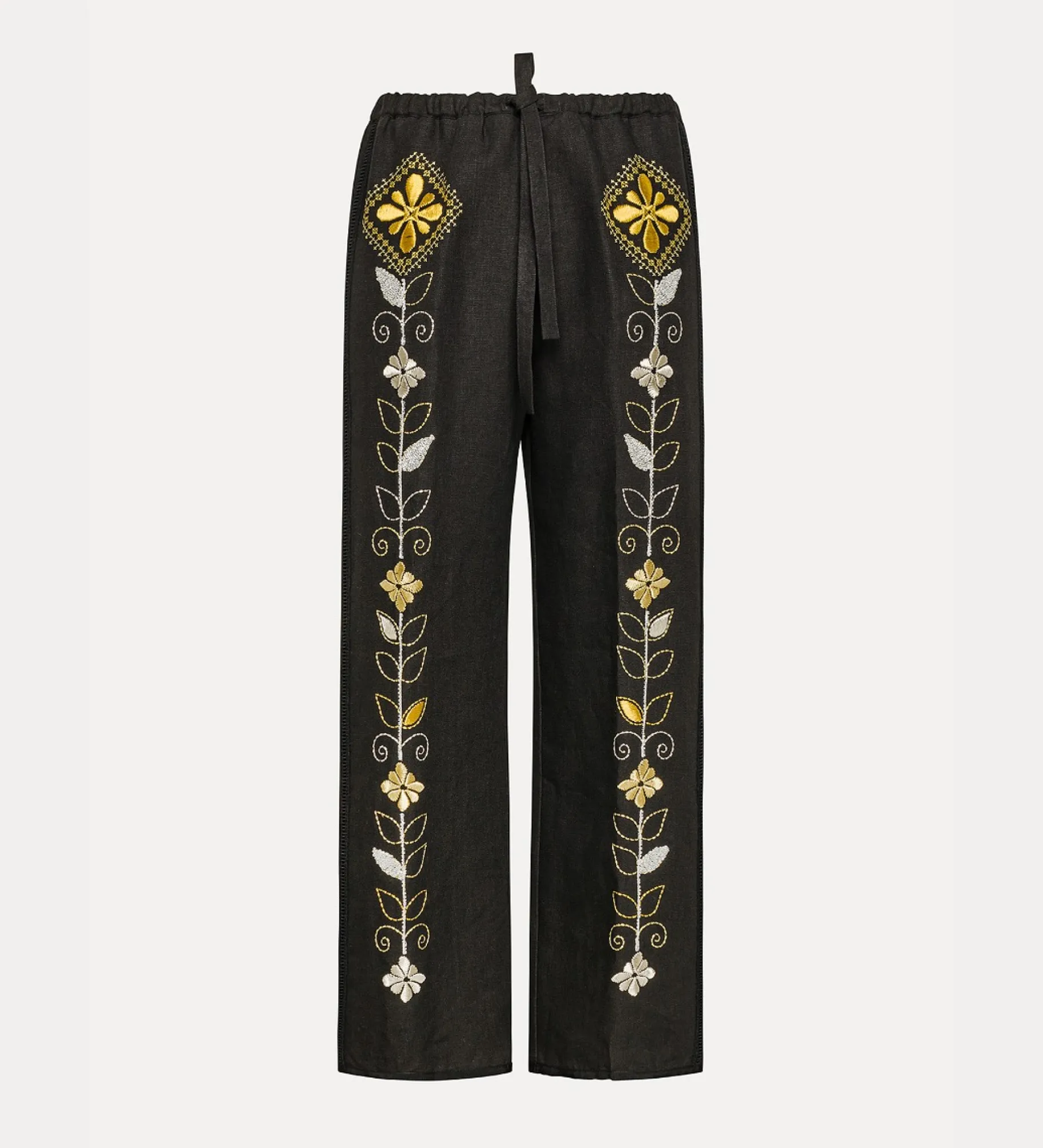 forte_forte drawstring linen trousers for women noir^ Pants