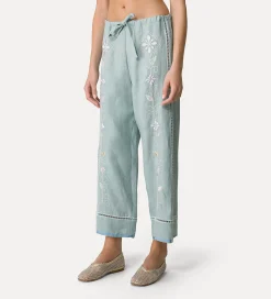 forte_forte drawstring linen trousers for women acqua^ Pants