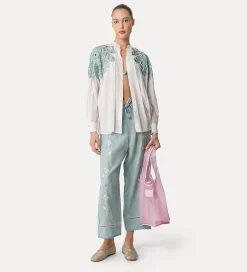 forte_forte drawstring linen trousers for women acqua^ Pants
