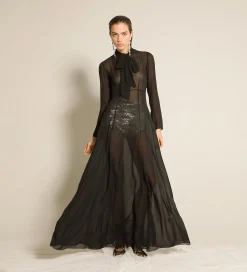forte_forte dress with bow in silk georgette nero^ Dresses