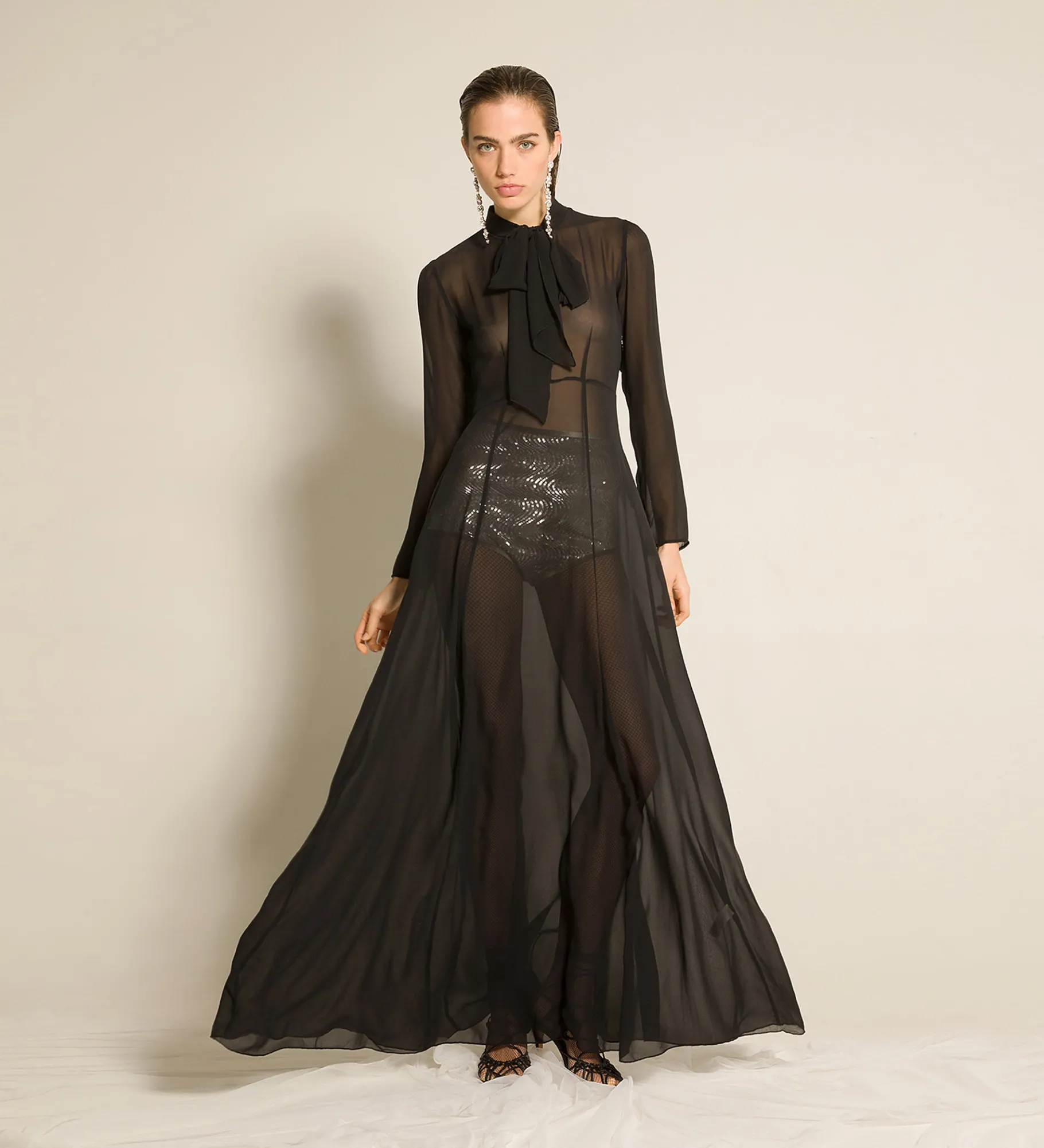 forte_forte dress with bow in silk georgette nero^ Dresses