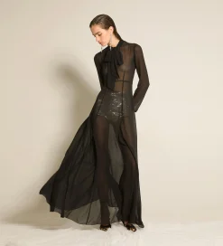 forte_forte dress with bow in silk georgette nero^ Dresses