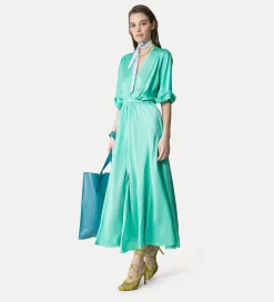 forte_forte elegant half–sleeve dress in light–blue breeze^ Dresses
