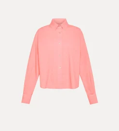 forte_forte essential boxy shirt in BCI cotton poplin pamplemousse^ Shirts
