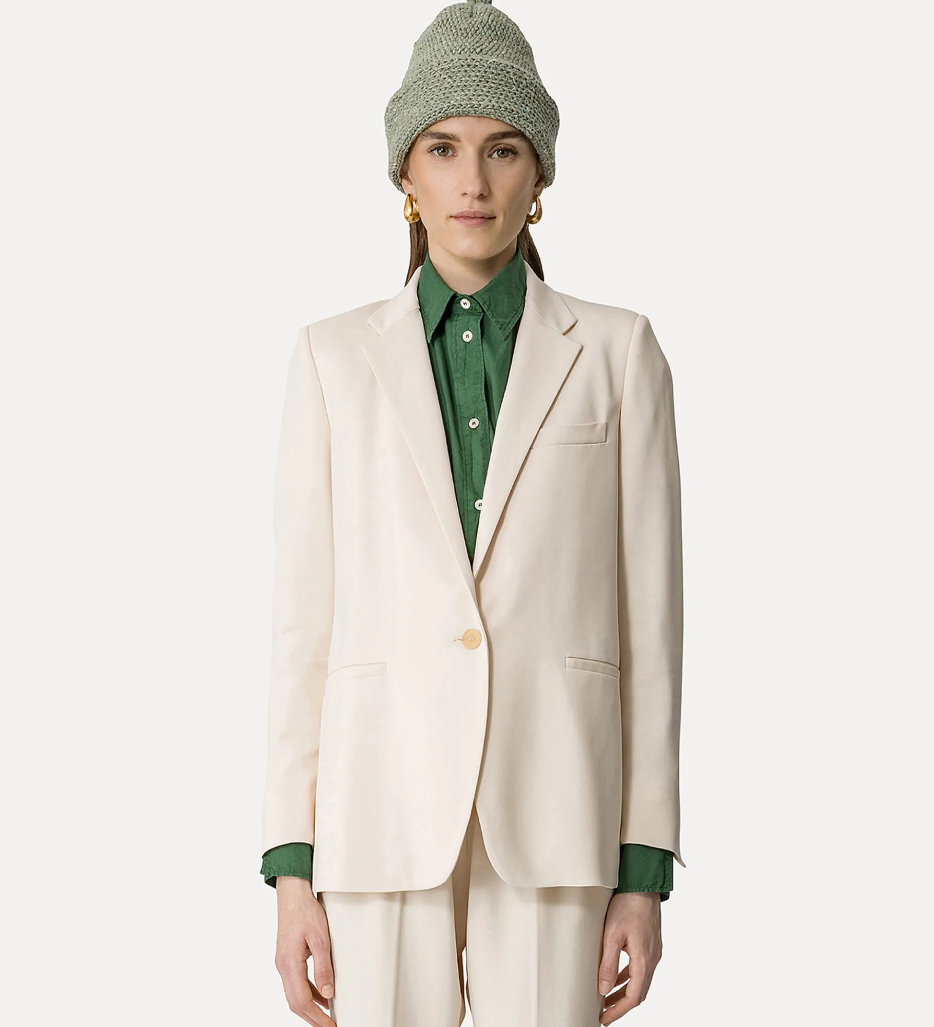forte_forte essential jacket in stretch crêpe cady ivory^ Jackets