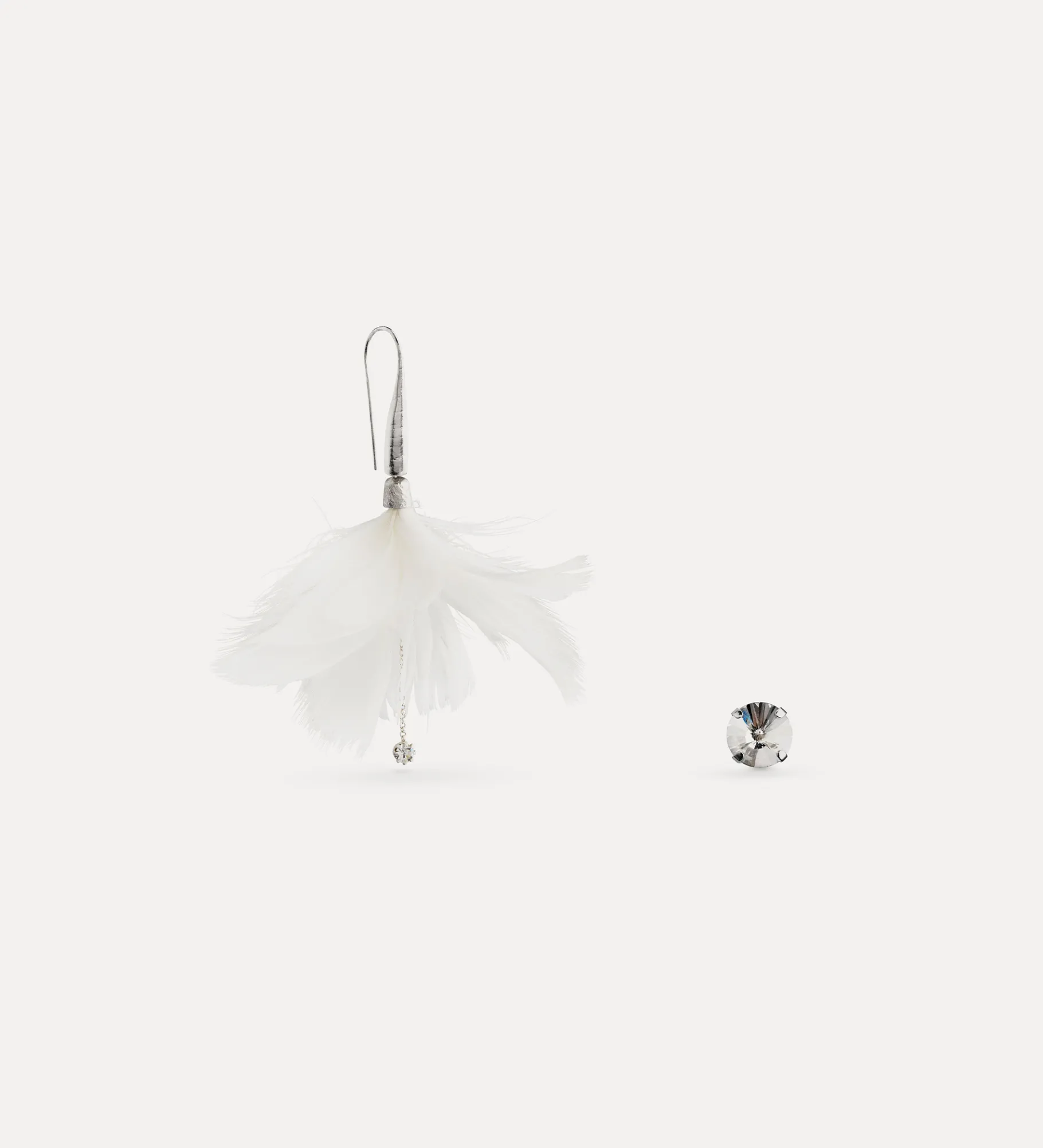 forte_forte feather earrings with crystal embellishment piuma^ Jewels
