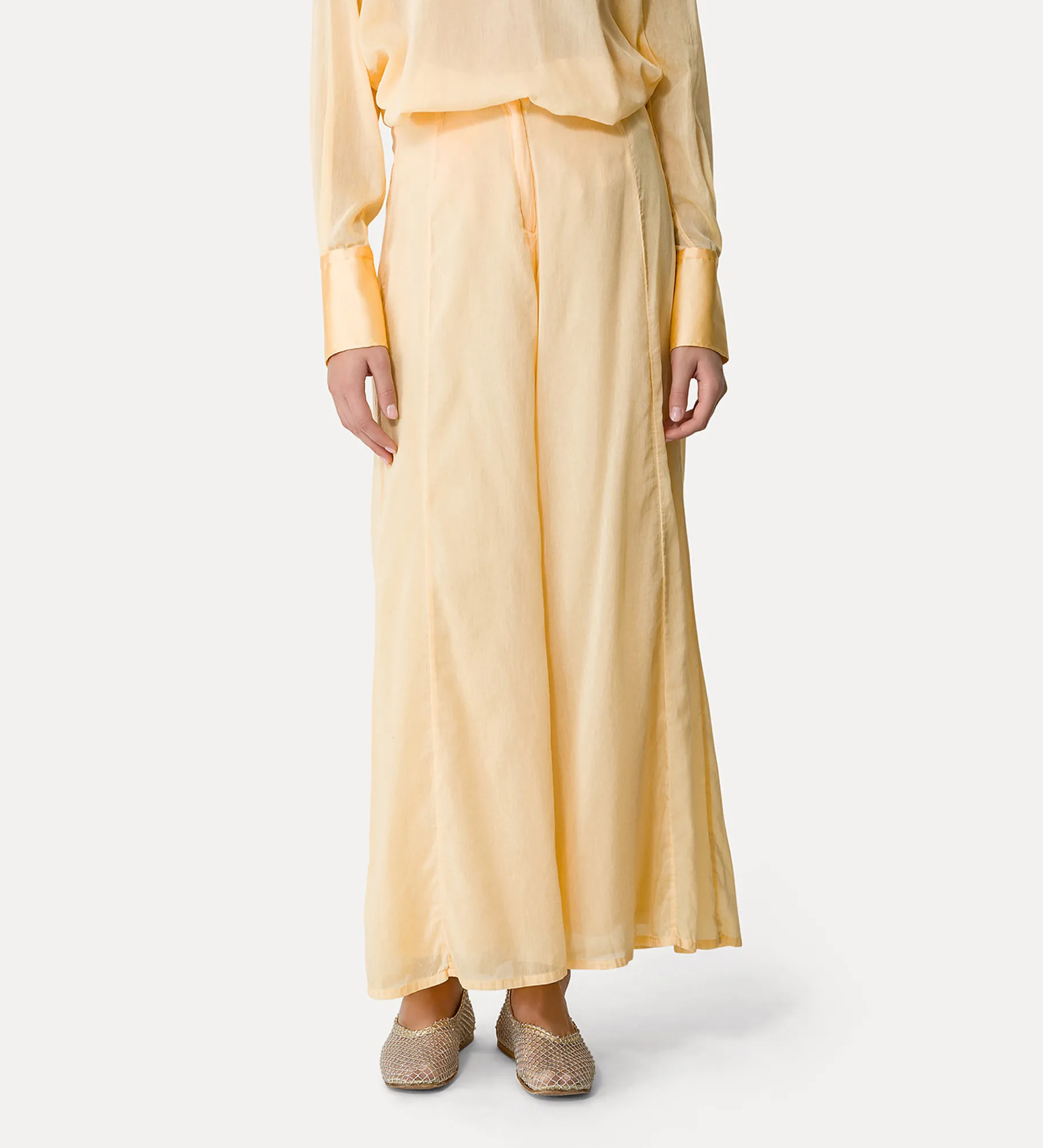 forte_forte flared trousers in cotton–and–silk voile sole^ Pants