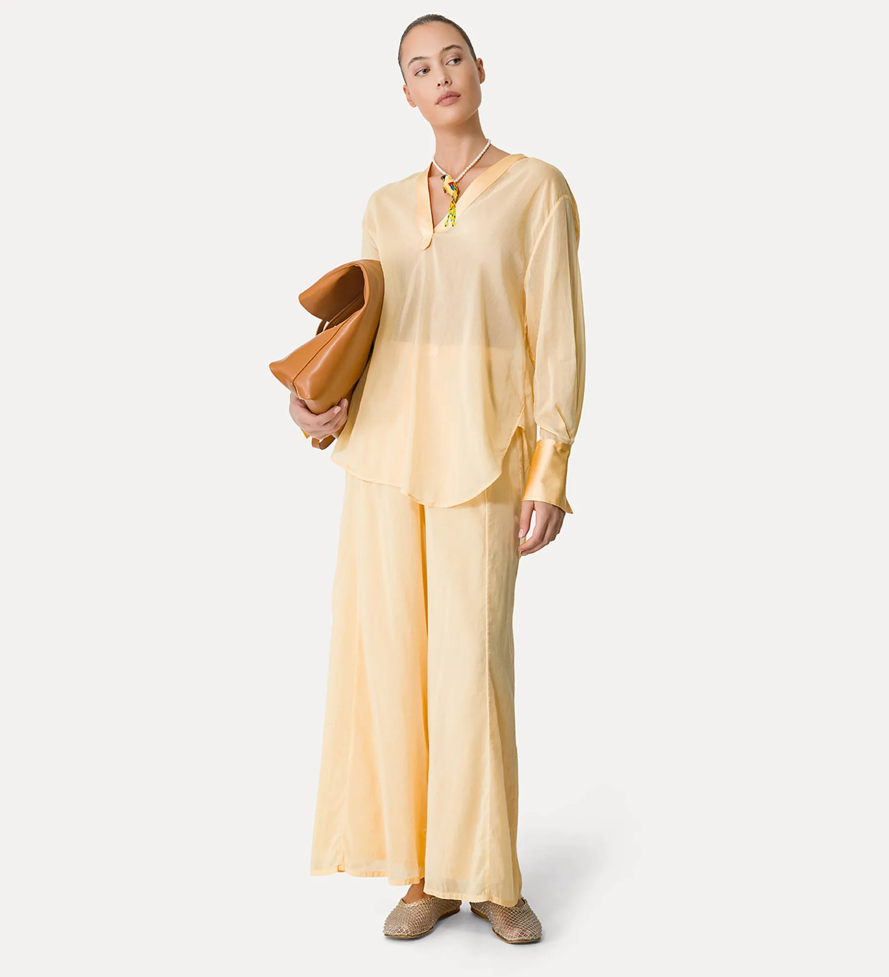 forte_forte flared trousers in cotton–and–silk voile sole^ Pants