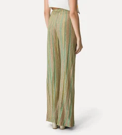 forte_forte flared trousers in lurex–shot jacquard clorofilla^ Pants