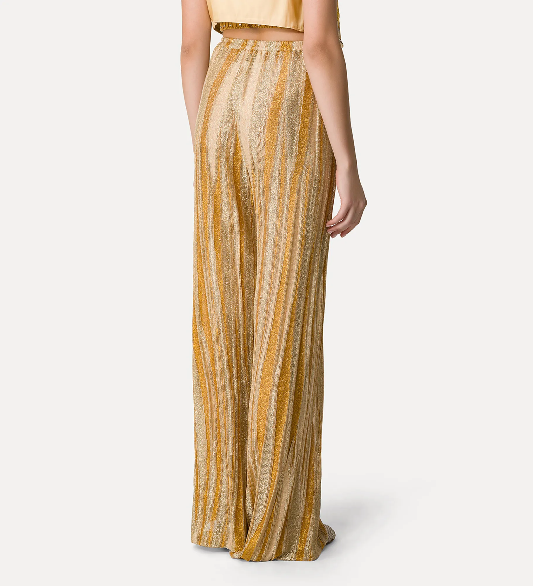 forte_forte flared trousers in lurex–shot jacquard gold^ Pants