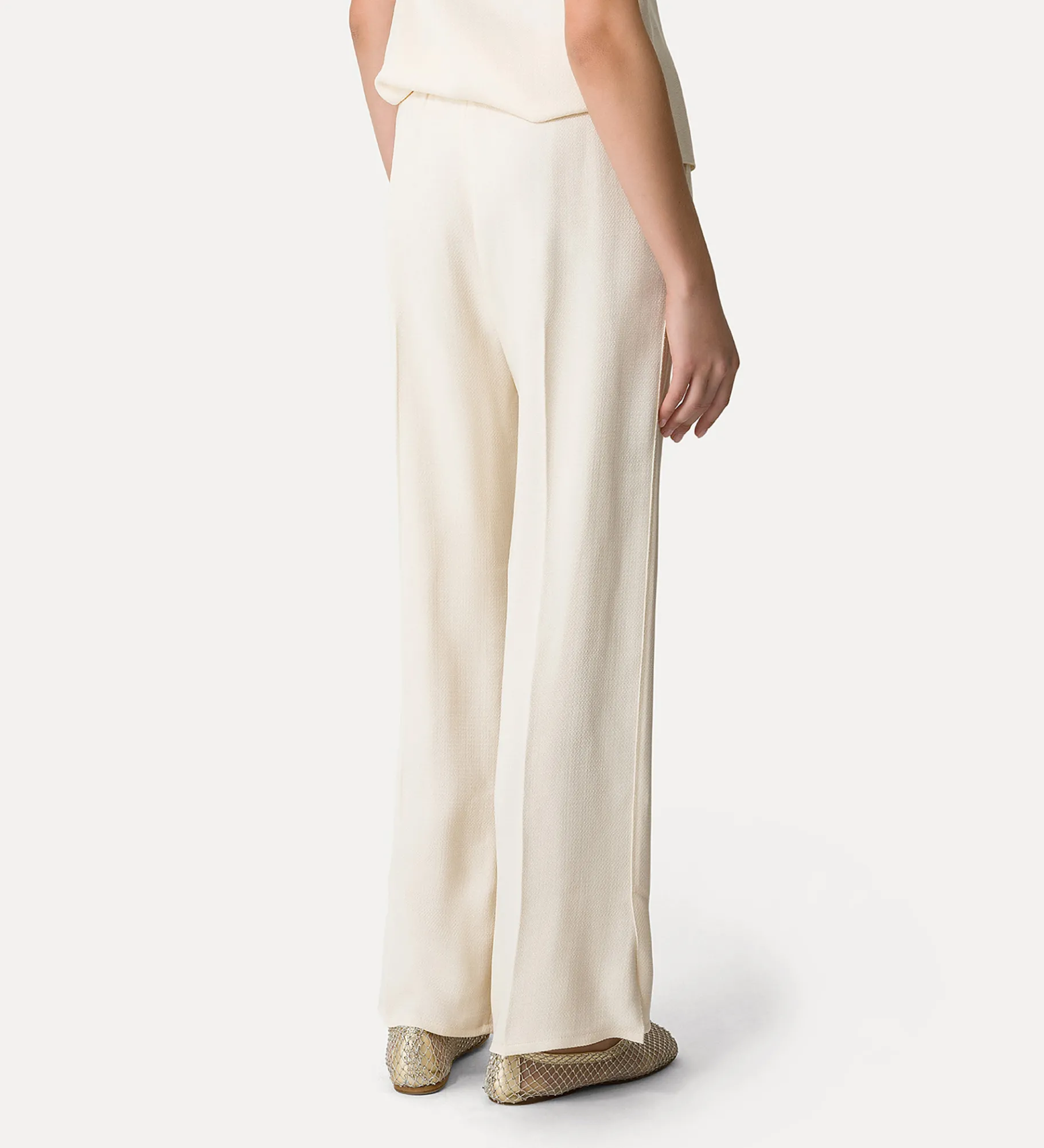 forte_forte flared trousers in slub viscose orchidea^ Pants