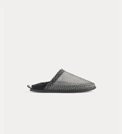 forte_forte flat mesh mule with diamanté detailing nero^ Shoes