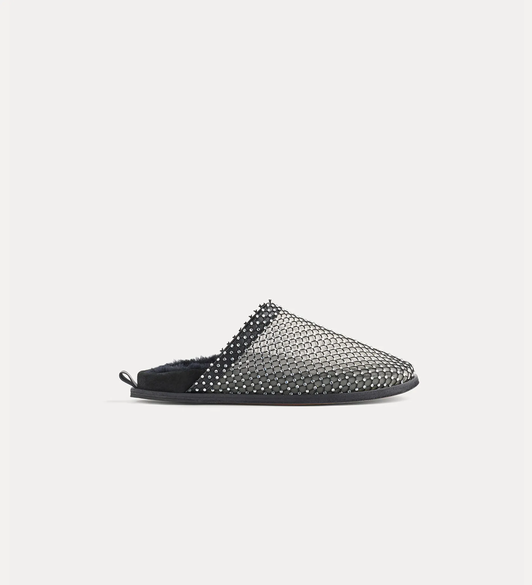 forte_forte flat mesh mule with diamanté detailing nero^ Shoes