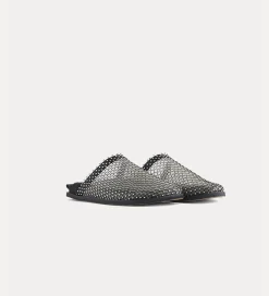 forte_forte flat mesh mule with diamanté detailing nero^ Shoes