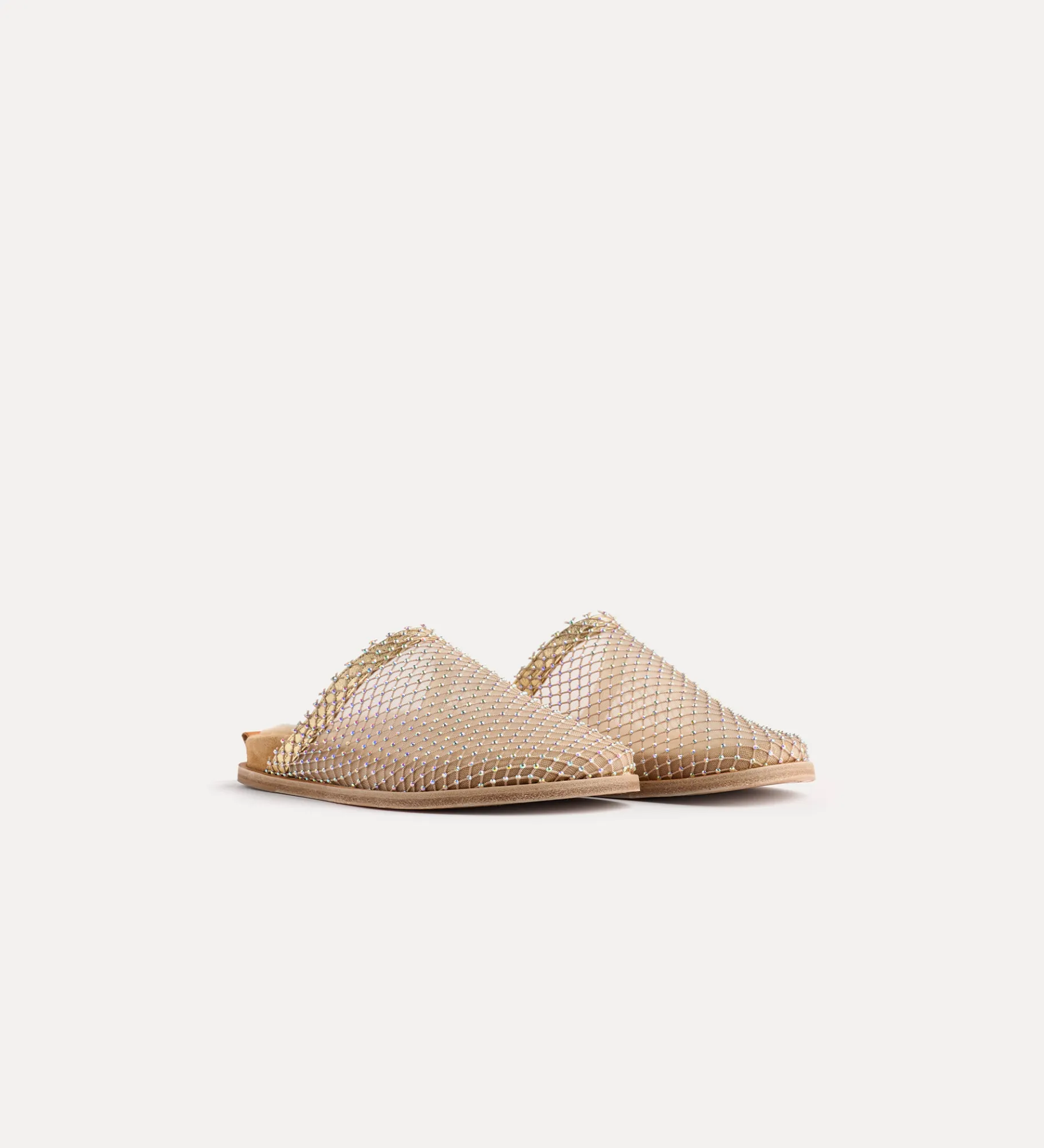 forte_forte flat mesh mule with diamanté detailing nude^ Shoes