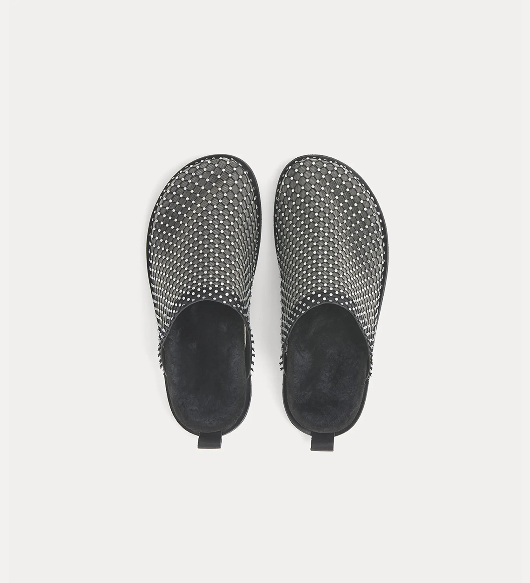forte_forte flat mesh mule with diamanté detailing nero^ Shoes