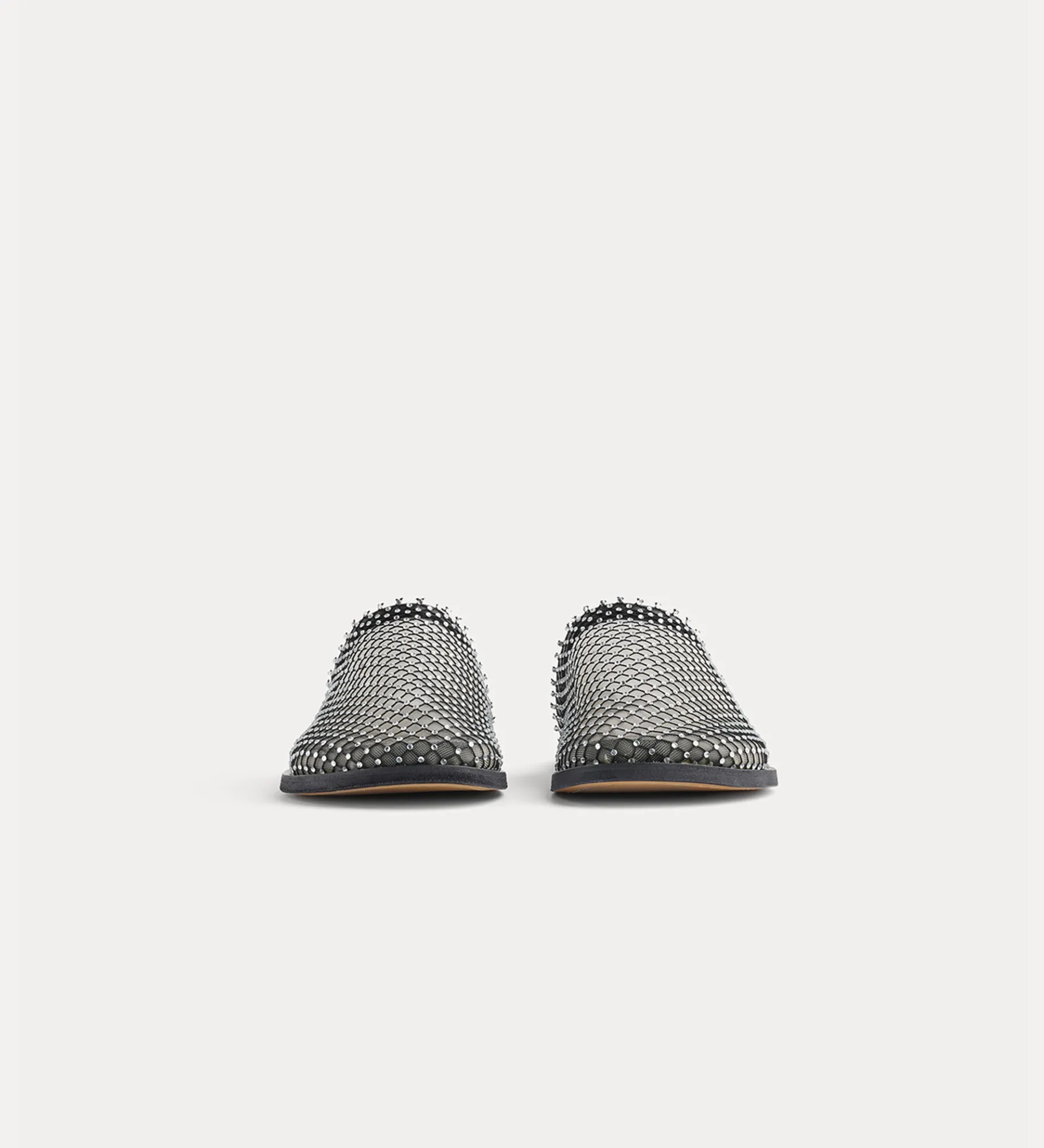 forte_forte flat mesh mule with diamanté detailing nero^ Shoes