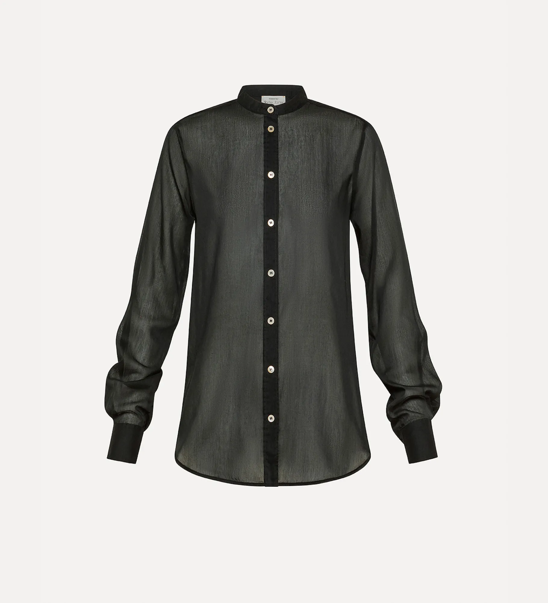 forte_forte granddad–collar pared–back shirt in voile nero^ Shirts